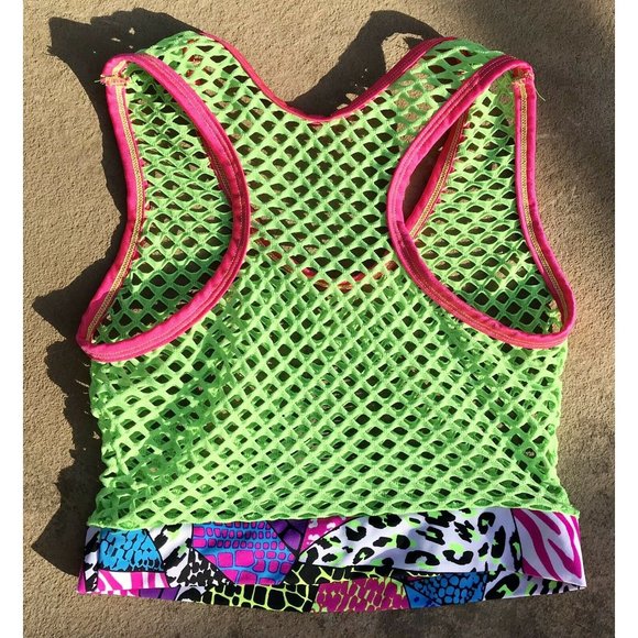 womens swimsuit Mesh Tank Top, Bikini Top Set, Racer back Tank Neon Colors Small - Picture 6 of 12